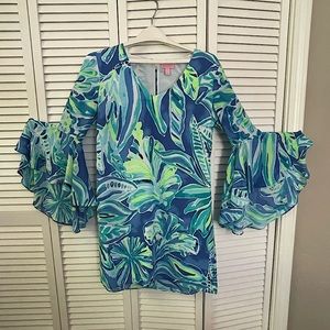 Lilly Pulitzer, Printed Dress w/Flare Sleeves, Size 4